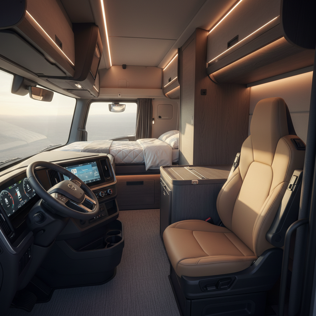 Modern Volvo VNL sleeper cab interior