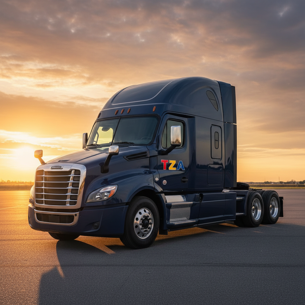 2025 Freightliner Cascadia sleeper truck with TZA Group branding